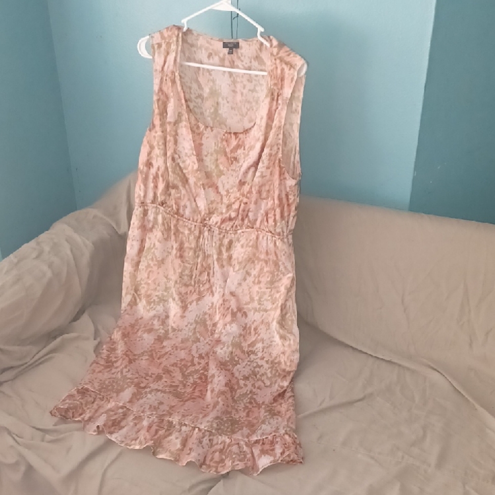 Talbots Peach and Beige Floral Midi Dress